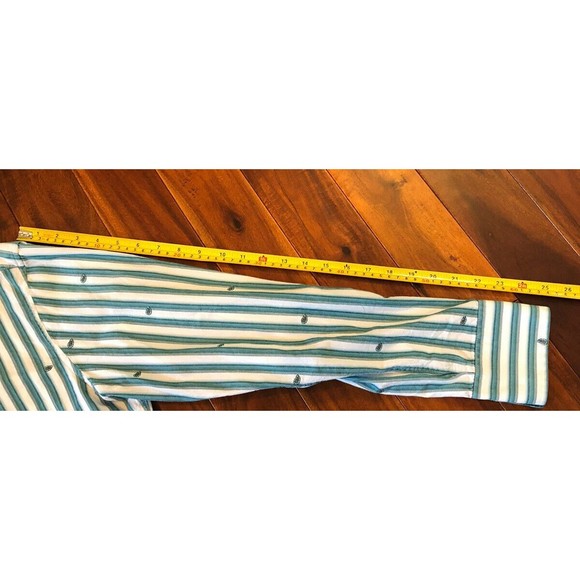 Nick (It) It Men's L Green Paisley Striped Long Sleeve Button Down Shirt - Picture 8 of 15